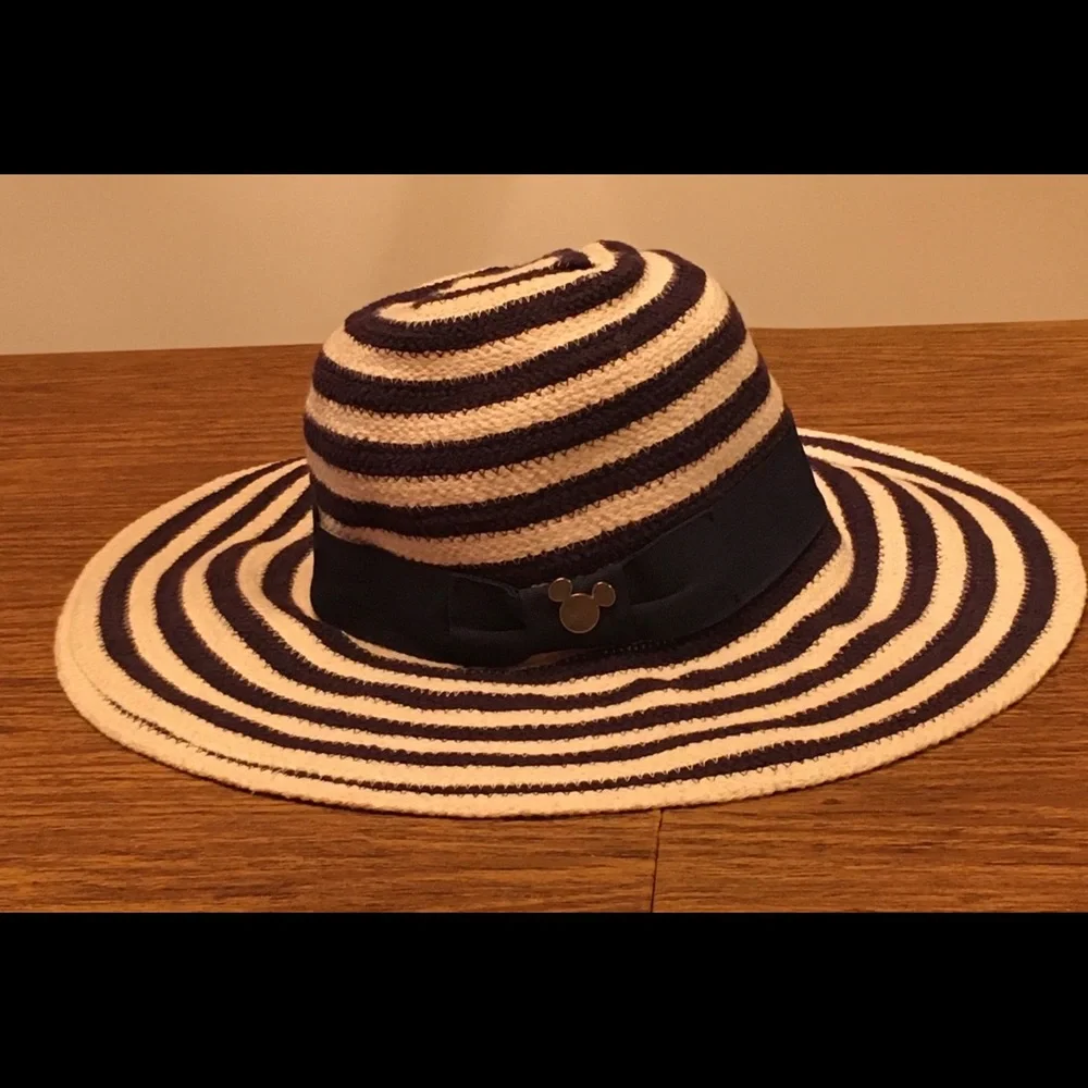 Disney Navy and White Striped Wide Brim Sun Hat